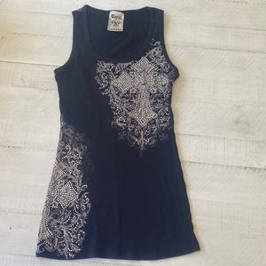 Tank top with rhinestones